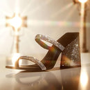 Sapato Mule Strass Salto Bloco Novidade