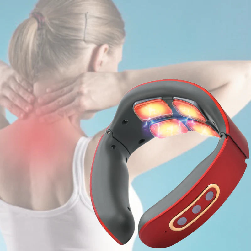 Massageador Cervical Elétrico 6 Modos Ultrassônico Alívio de Dores