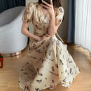 Vestido Feminino Plissado Floral Damasco
